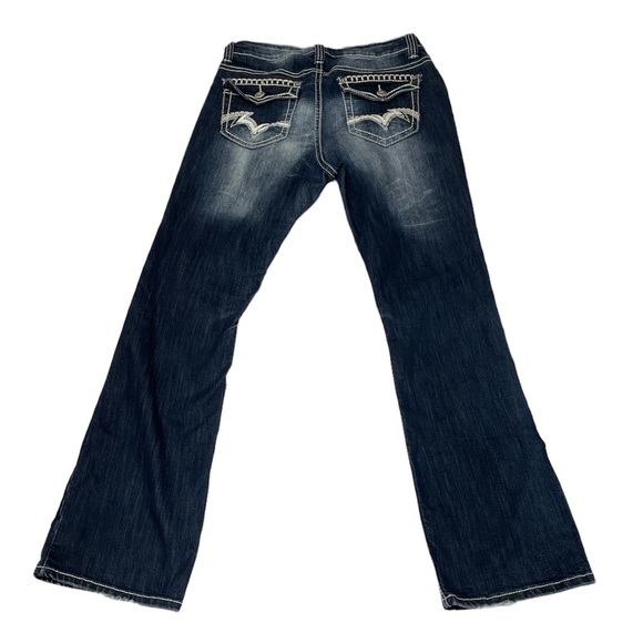 {New Direction} ND Weekend Embellished Flare Jeans Pocket Flap 10 Contrast - Picture 3 of 10